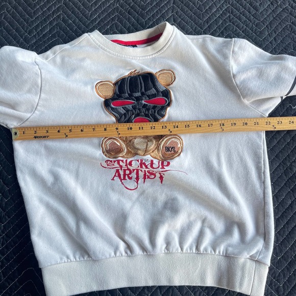 BKYS Stickup Artist Sweater Adult Large Cream Ski Mask Bear Embroidered Crewneck - Picture 11 of 12